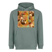 Sage fall squirrel and plaid seamless Heavyweight Hoodie - BundleAndBundleShop