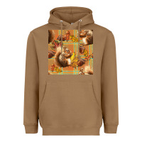 Toasted Coconut fall squirrel and plaid seamless Heavyweight Hoodie - BundleAndBundleShop