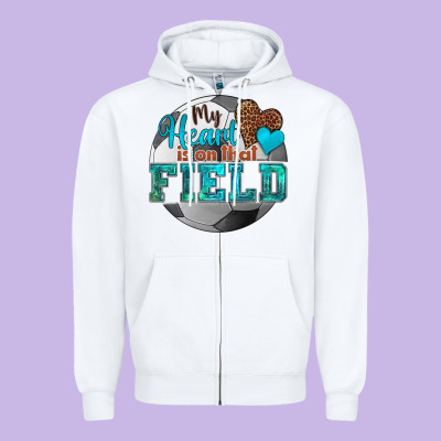 My Heart Is On That Field Soccer Zipper Hoodie Designed By Hra Design Shop