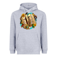 Heather Grey cross with bible and sunflowers Heavyweight Hoodie - AdoDesignShop