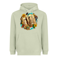 Matcha cross with bible and sunflowers Heavyweight Hoodie - AdoDesignShop