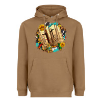Toasted Coconut cross with bible and sunflowers Heavyweight Hoodie - AdoDesignShop
