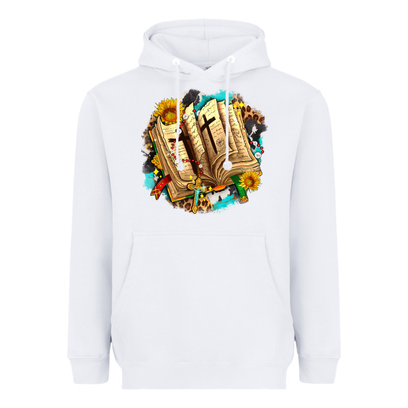 Cross With Bible And Sunflowers Heavyweight Hoodie by AdoDesignShop | Teevron