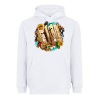 White cross with bible and sunflowers Heavyweight Hoodie - AdoDesignShop