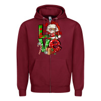 Burgundy love gnomes Zipper Hoodie - FaDigitalArtStudio