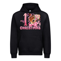 Black my first christmas pink reindeer Urban Hoodie - MaliasSmallBusiness
