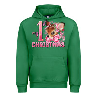 Emerald my first christmas pink reindeer Urban Hoodie - MaliasSmallBusiness