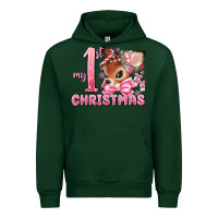 Forest Green my first christmas pink reindeer Urban Hoodie - MaliasSmallBusiness