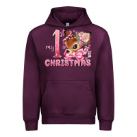 Mauve Wine my first christmas pink reindeer Urban Hoodie - MaliasSmallBusiness