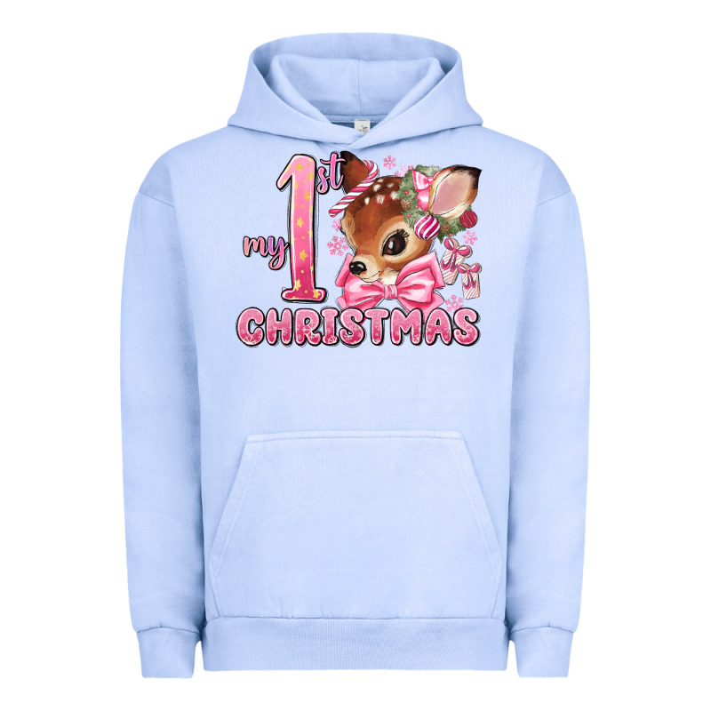 My First Christmas Pink Reindeer Urban Hoodie by MaliasSmallBusiness | Teevron