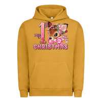 Pigment Peanut Butter my first christmas pink reindeer Urban Hoodie - MaliasSmallBusiness