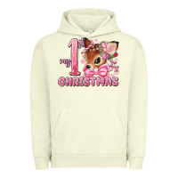 Pigment Pistachio my first christmas pink reindeer Urban Hoodie - MaliasSmallBusiness