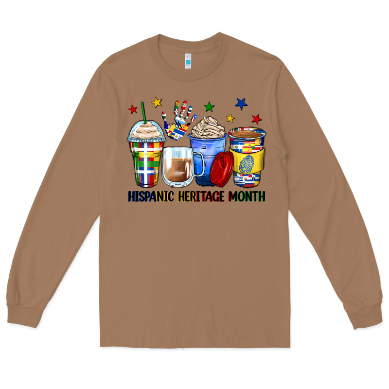 Hispanic Heritage Month Coffee Cups Long Sleeve Tee by Zillion Design Studio | Teevron