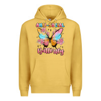 Antique Gold anti social butterfly Premium Hoodie - MaliasSmallBusiness