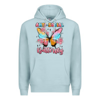 Blue Mist anti social butterfly Premium Hoodie - MaliasSmallBusiness