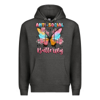 Charcoal Heather anti social butterfly Premium Hoodie - MaliasSmallBusiness