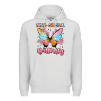 Dove Grey anti social butterfly Premium Hoodie - MaliasSmallBusiness