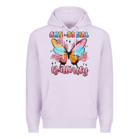Lilac anti social butterfly Premium Hoodie - MaliasSmallBusiness