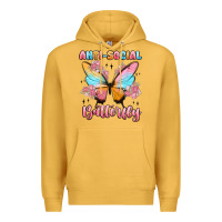 Mustard anti social butterfly Premium Hoodie - MaliasSmallBusiness