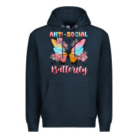 Navy anti social butterfly Premium Hoodie - MaliasSmallBusiness