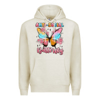 Oatmeal Heather anti social butterfly Premium Hoodie - MaliasSmallBusiness