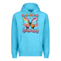 Ocean Blue anti social butterfly Premium Hoodie - MaliasSmallBusiness