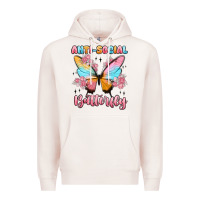 Pale Pink anti social butterfly Premium Hoodie - MaliasSmallBusiness