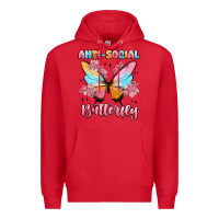 Red anti social butterfly Premium Hoodie - MaliasSmallBusiness