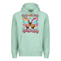 Seafoam anti social butterfly Premium Hoodie - MaliasSmallBusiness
