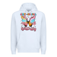White anti social butterfly Premium Hoodie - MaliasSmallBusiness