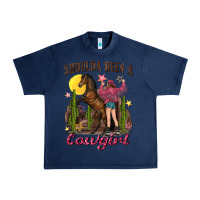 Navy shoulda been a cowgirl bucking horse Urban Heavy Tee - texasbilliewilder