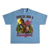 Pebble Blue shoulda been a cowgirl bucking horse Urban Heavy Tee - texasbilliewilder
