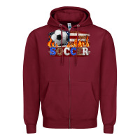 Burgundy western american flag soccer Zipper Hoodie - HRA Design Shop