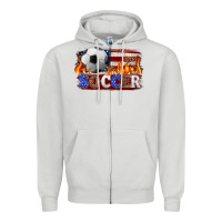 Dove Grey western american flag soccer Zipper Hoodie - HRA Design Shop