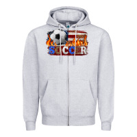 Heather Grey western american flag soccer Zipper Hoodie - HRA Design Shop