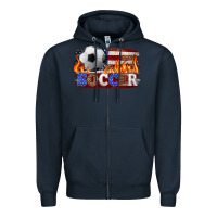 Navy western american flag soccer Zipper Hoodie - HRA Design Shop