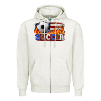 Oatmeal Heather western american flag soccer Zipper Hoodie - HRA Design Shop