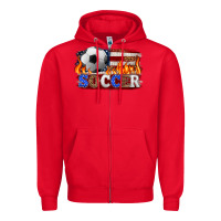 Red western american flag soccer Zipper Hoodie - HRA Design Shop