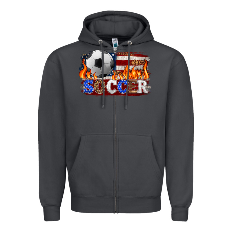 Western American Flag Soccer Zipper Hoodie by HRA Design Shop | Teevron