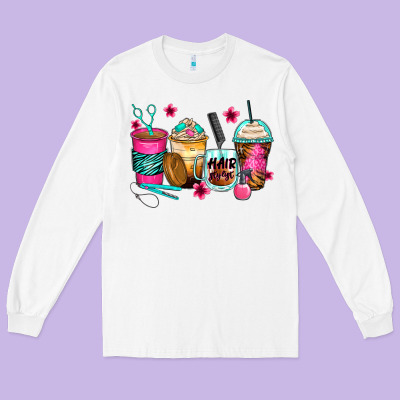 Hairstylist Coffee Cups Long Sleeve Tee Designed By Zillion Design Studio