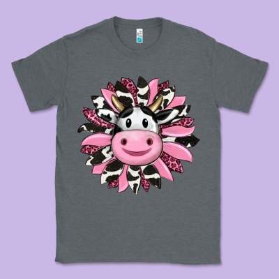 Pink Leopard Sunflower Cow Classic Tee Designed By Ranaportraitstore