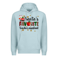 Blue Mist santa's favorite teacher assistant Premium Hoodie - AdoDesignShop