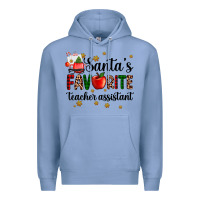 Colony Blue santa's favorite teacher assistant Premium Hoodie - AdoDesignShop