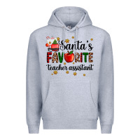 Heather Grey santa's favorite teacher assistant Premium Hoodie - AdoDesignShop