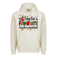 Oatmeal Heather santa's favorite teacher assistant Premium Hoodie - AdoDesignShop