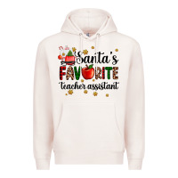 Pale Pink santa's favorite teacher assistant Premium Hoodie - AdoDesignShop