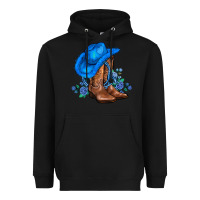Black valentines day blue boots cowgirl hat and roses Heavyweight Hoodie - AdoDesignShop