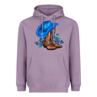 Lavender valentines day blue boots cowgirl hat and roses Heavyweight Hoodie - AdoDesignShop