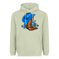 Matcha valentines day blue boots cowgirl hat and roses Heavyweight Hoodie - AdoDesignShop