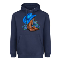 Navy valentines day blue boots cowgirl hat and roses Heavyweight Hoodie - AdoDesignShop